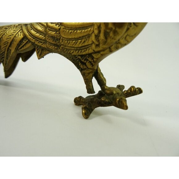 Peacock Vintage Solid Brass Figurine Paperweight MCM - Picture 8 of 11